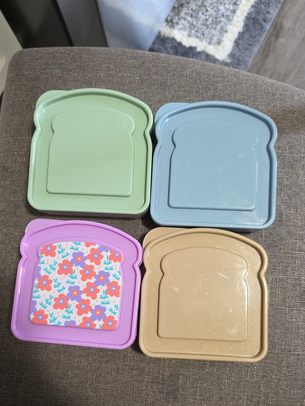 T.J.Maxx Pastel Sandwich Container Lids - Green, Blue, Purple, Tan